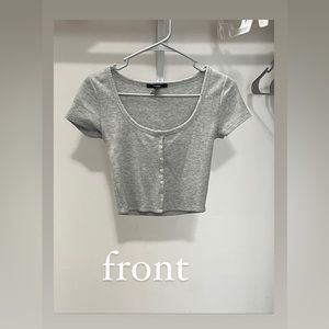 forever 21 gray ribbed cap sleeve crop top